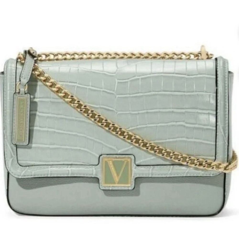 Victoria's Secret‎ The Palm Croc Chain Crossbody Bag Mint Green New